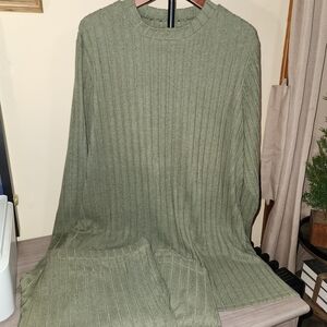 Shein 4X Green Ribbed Knit Sweater and Pants Set